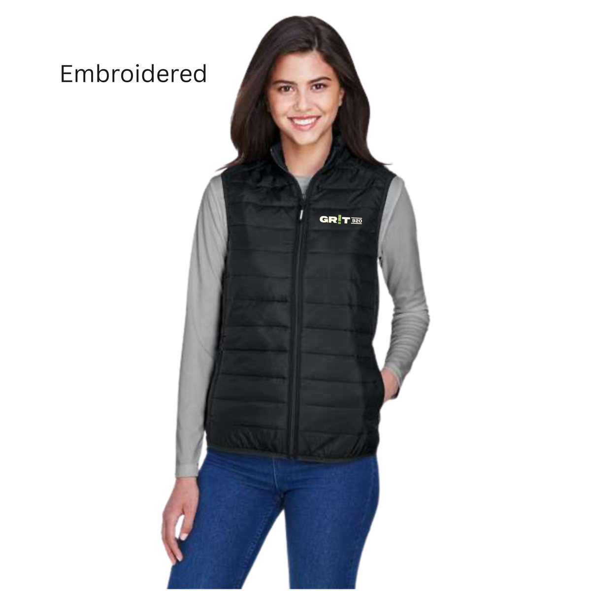 Embroidered Women's Puffer Vest